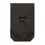 Rugzak met roll-top sluiting van gerecycled katoen met rits vooraan kleur zwart negende weergave