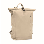 Rugzak met roll-top sluiting van gerecycled katoen met rits vooraan kleur beige