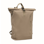 Rugzak met roll-top sluiting van gerecycled katoen met rits vooraan kleur khaki