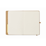 Notitieboek met logo, plaknotities en kaarthouder binnenin A5 kleur beige zesde weergave