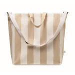 Strandtas met verticale strepen, hengsels en verstelbare schouderband kleur wit tweede weergave