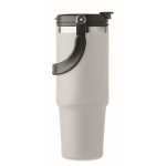 Dubbelwandige beker met rietje, tuit en draaggreep 850 ml kleur wit