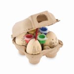 Set van 4 houten paaseieren om te schilderen met aquarellen kleur hout