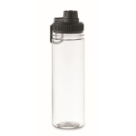 Transparante RPET-fles met deksel en draaggreep 750 ml kleur zwart