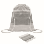 Set met trekkoordrugzak en bijpassende gestreepte pareo 180 g/m² kleur grijs zevende weergave