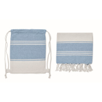 Set met trekkoordrugzak en bijpassende gestreepte pareo 180 g/m² kleur turkoois zesde weergave
