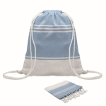 Set met trekkoordrugzak en bijpassende gestreepte pareo 180 g/m² kleur turkoois zevende weergave