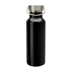 Fles van gerecycled roestvrij staal, ideaal voor water 500ml kleur zwart tweede weergave voorkant