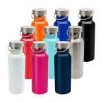 Fles van gerecycled roestvrij staal, ideaal voor water 500ml kleur wit tweede weergave meerdere kleuren