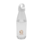 Waterfles van gerecycled plastic met draaghengsel 800 ml kleur doorzichtig weergave tampondruk