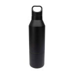 Thermofles van gerecycled roestvrij staal met afneembare beker 600ml kleur zwart tweede weergave voorkant