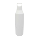 Thermofles van gerecycled roestvrij staal met afneembare beker 600ml kleur wit tweede weergave voorkant
