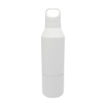 Thermofles van gerecycled roestvrij staal met afneembare beker 600ml kleur wit tweede weergave achterkant