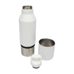 Thermofles van gerecycled roestvrij staal met afneembare beker 600ml kleur wit derde weergave
