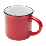 Vintage keramische mok met zwarte rand 240ml kleur rood tweede weergave voorkant
