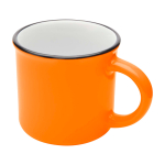 Vintage keramische mok met zwarte rand 240ml kleur oranje tweede weergave voorkant