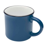 Vintage keramische mok met zwarte rand 240ml kleur marineblauw tweede weergave voorkant