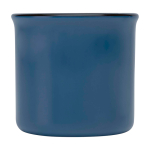 Vintage keramische mok met zwarte rand 240ml kleur marineblauw