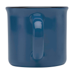 Vintage keramische mok met zwarte rand 240ml kleur marineblauw tweede weergave achterkant