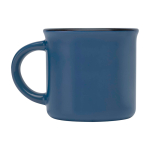 Vintage keramische mok met zwarte rand 240ml kleur marineblauw tweede weergave met zijkant