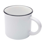 Sublimatie keramische vintage mok met zwarte rand 240ml kleur wit tweede weergave voorkant