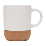 Sublimatie keramische mok met kurkbodem 300ml kleur wit weergave zijkant