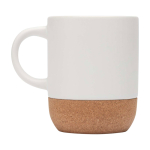 Keramische mok met matte afwerking en kurkbodem 300ml kleur wit tweede weergave met zijkant
