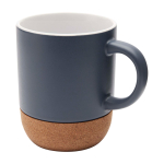 Keramische mok met matte afwerking en kurkbodem 300ml kleur petrol blauw tweede weergave voorkant