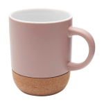 Keramische mok met matte afwerking en kurkbodem 300ml kleur rose paztel tweede weergave voorkant