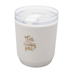 Thermosbeker van gerecycled plastic met eenvoudig ontwerp 180ml kleur wit weergave tampondruk