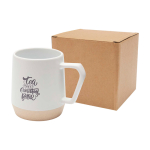 Keramische mok met matte afwerking en ongeglazuurde basis 300ml kleur wit weergave tampondruk