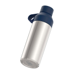 Fles van gerecyclede materialen met beker 620ml Ocean Bottle kleur marineblauw
