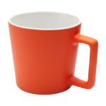 Keramische mok met matte afwerking en vierkante handgreep 370ml kleur oranje tweede weergave voorkant