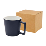 Keramische mok met matte afwerking en vierkante handgreep 370ml kleur marineblauw