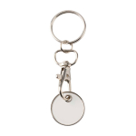 Metalen sleutelhanger met winkelwagenmuntje in diverse kleuren kleur wit tweede weergave voorkant