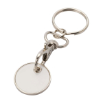 Metalen sleutelhanger met winkelwagenmuntje in diverse kleuren kleur wit