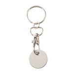 Metalen sleutelhanger met winkelwagenmuntje in diverse kleuren kleur wit tweede weergave achterkant