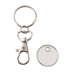 Metalen sleutelhanger met winkelwagenmuntje in diverse kleuren kleur wit derde weergave