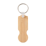 Bamboe sleutelhanger met winkelwagenmuntje in compact design kleur naturel tweede weergave voorkant