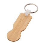 Bamboe sleutelhanger met winkelwagenmuntje in compact design kleur naturel