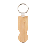 Bamboe sleutelhanger met winkelwagenmuntje in compact design kleur naturel tweede weergave achterkant