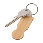 Bamboe sleutelhanger met winkelwagenmuntje in compact design kleur naturel tweede weergave