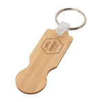 Bamboe sleutelhanger met winkelwagenmuntje in compact design kleur naturel weergave bedrukking logo 2
