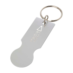 Gerecyclede aluminium sleutelhanger met winkelwagenmuntje kleur zilver weergave bedrukking logo 2