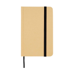 Notitieboek met harde kaft van gerecycled papier met lint A6 pagina’s kleur zwart tweede weergave voorkant