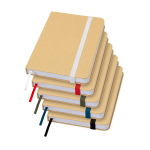 Notitieboek met harde kaft van gerecycled papier met lint A6 pagina’s kleur zwart tweede weergave meerdere kleuren
