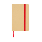 Notitieboek met harde kaft van gerecycled papier met lint A6 pagina’s kleur rood tweede weergave voorkant