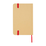 Notitieboek met harde kaft van gerecycled papier met lint A6 pagina’s kleur rood tweede weergave achterkant