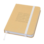 Notitieboek met harde kaft van gerecycled papier met lint A6 pagina’s kleur wit weergave detail met logo