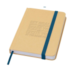 Notitieboek met harde kaft van gerecycled papier met lint A6 pagina’s kleur marineblauw weergave detail met logo